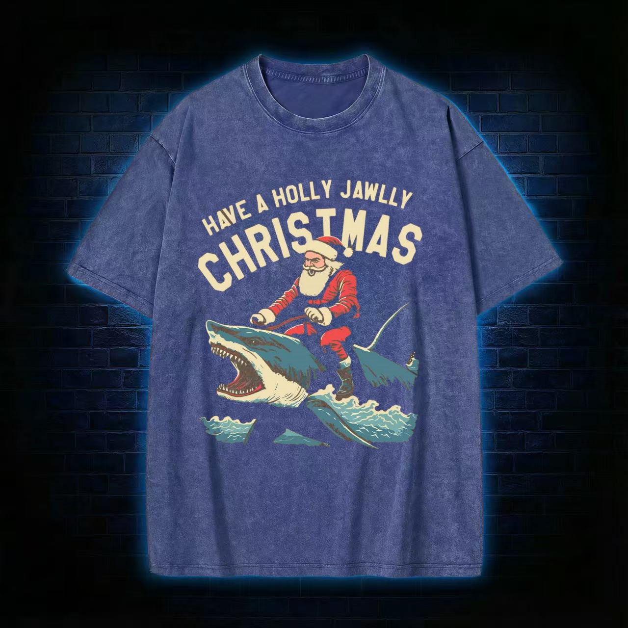 Have A Holly Jawlly Christmas Washed T-shirt