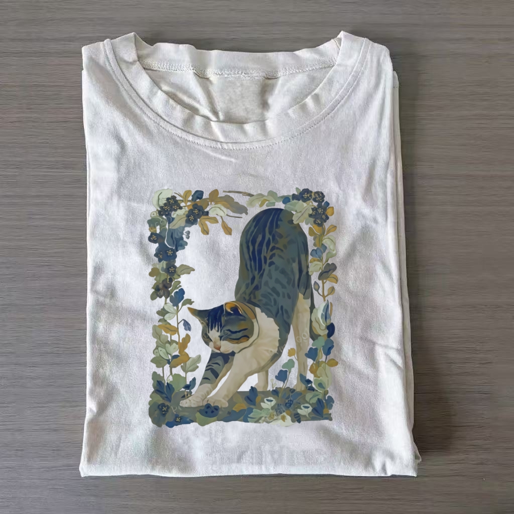 Cat Surrounded By Flowers T-shirt
