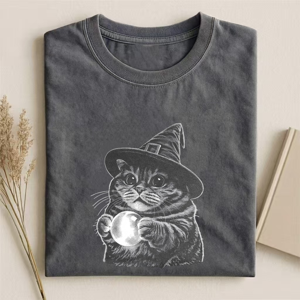 Witch Cat Retro T-shirt