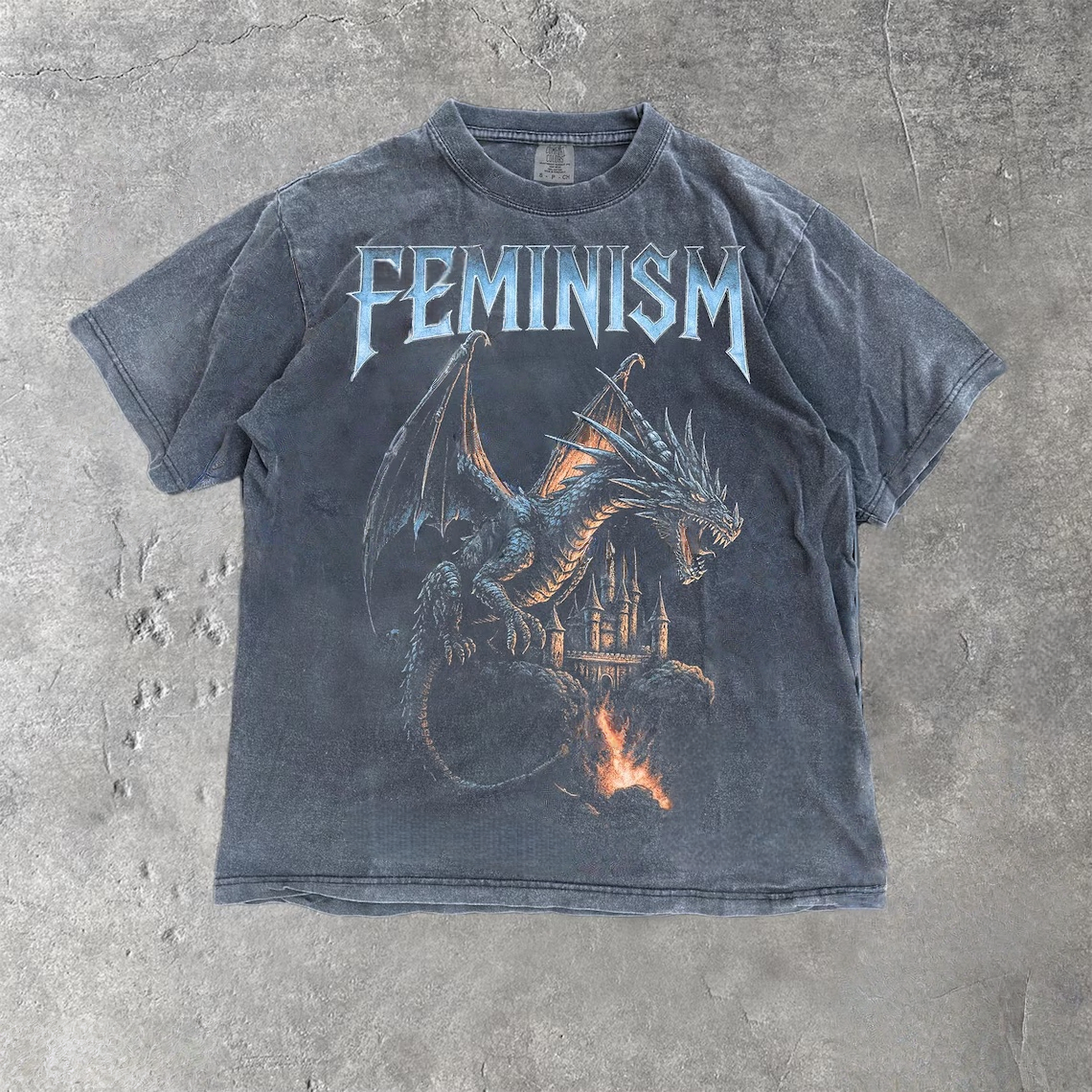 Gothic Fantasy Castle Graphic Washed T-Shirt