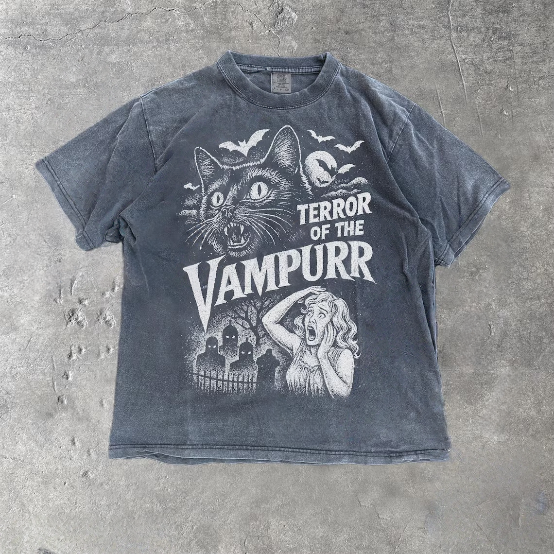 Retro Vampurr Cat Lover Vintage Washed T-Shirt