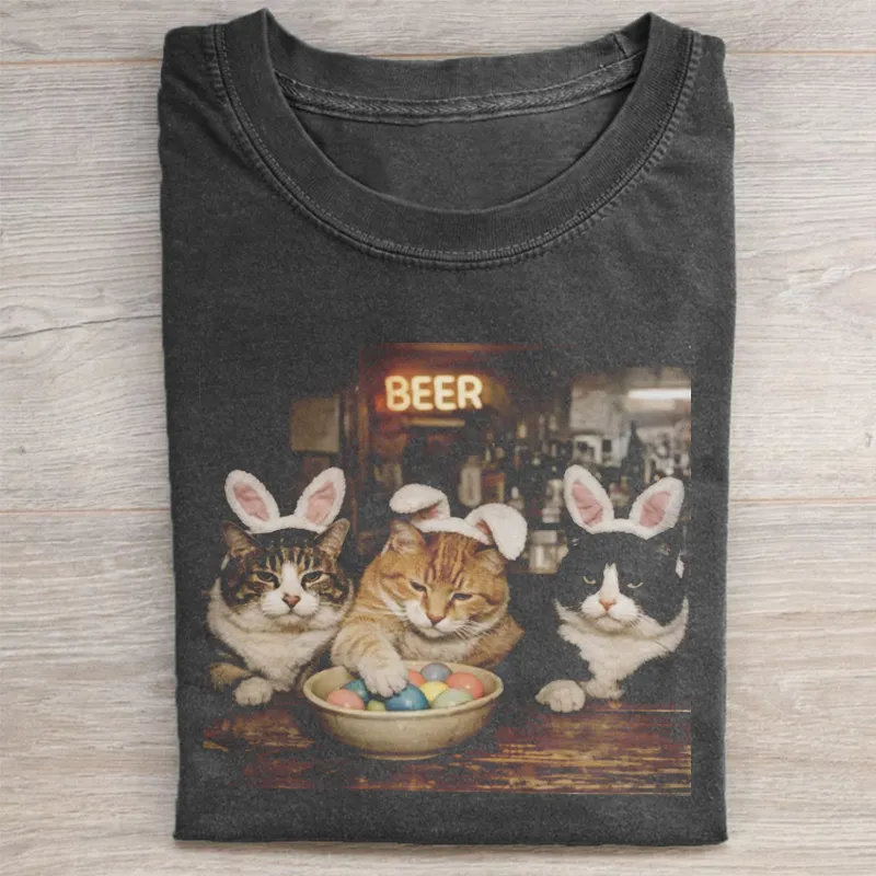 Funny Bunny Cat Graphic T-shirt