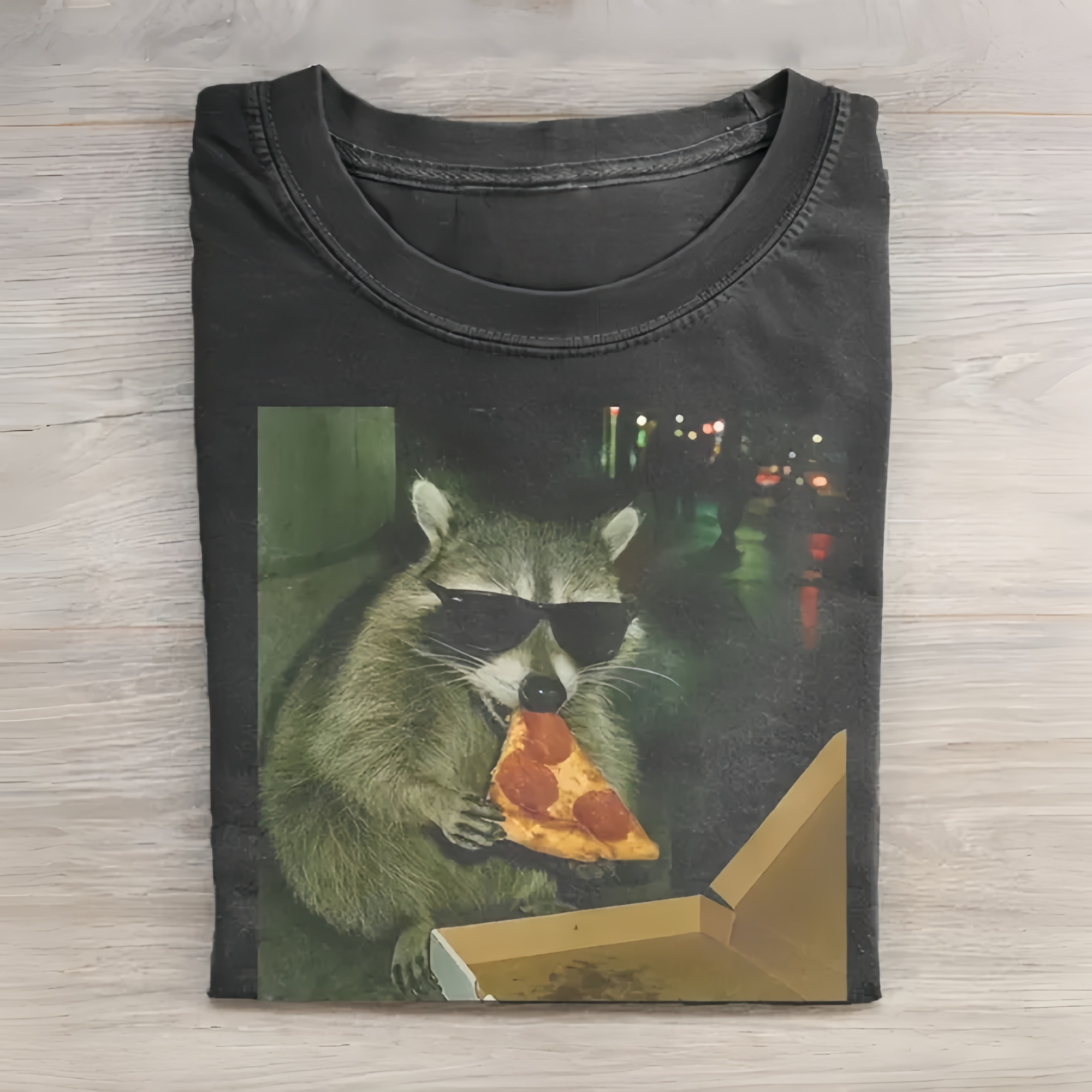 Funny Raccoon Eating Pizza T-shirt