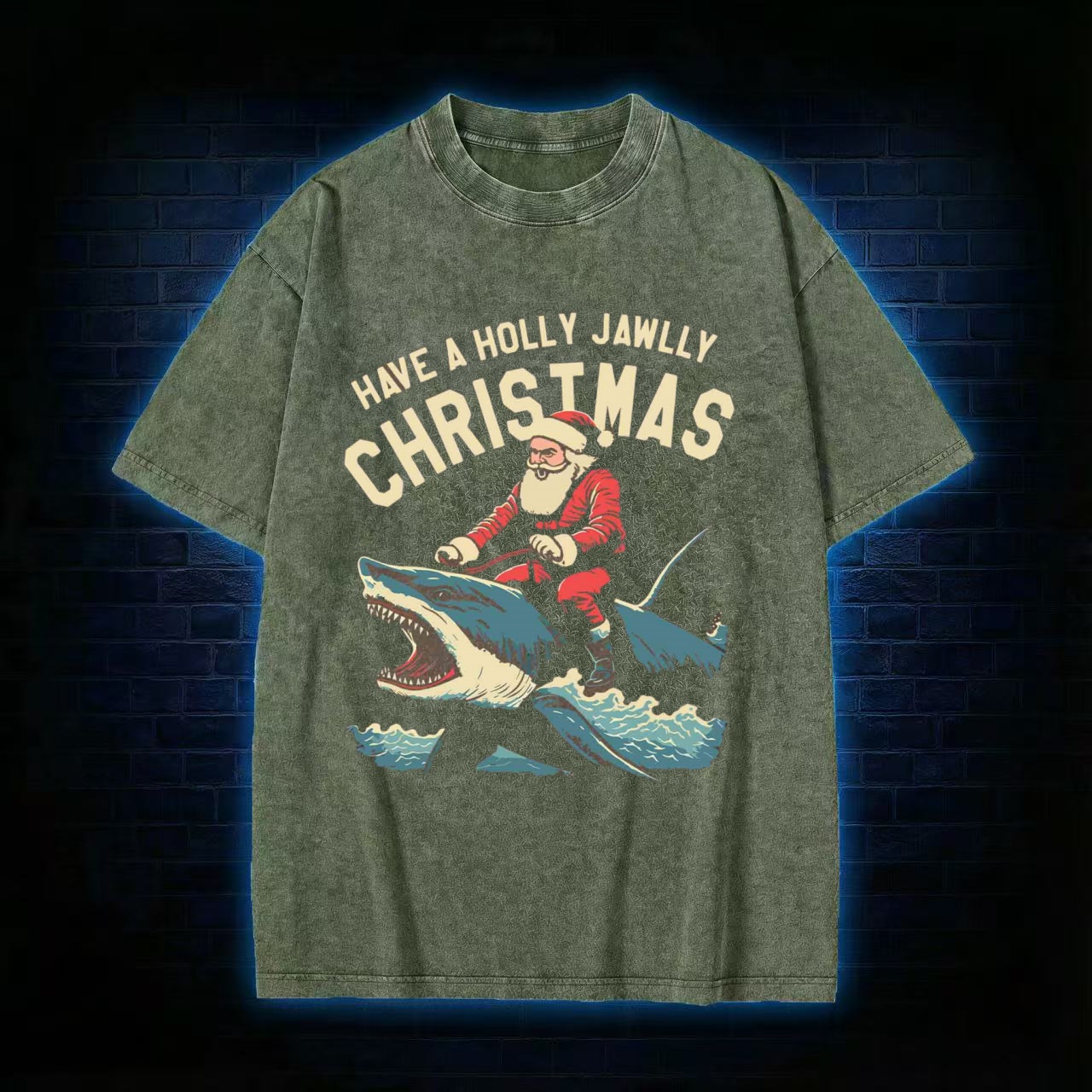 Have A Holly Jawlly Christmas Washed T-shirt