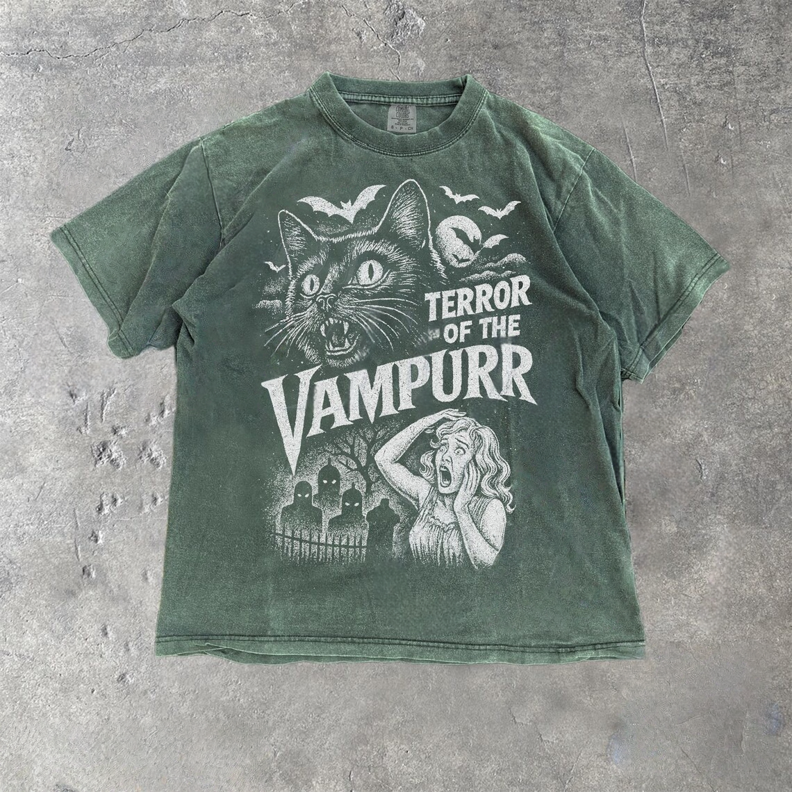 Retro Vampurr Cat Lover Vintage Washed T-Shirt