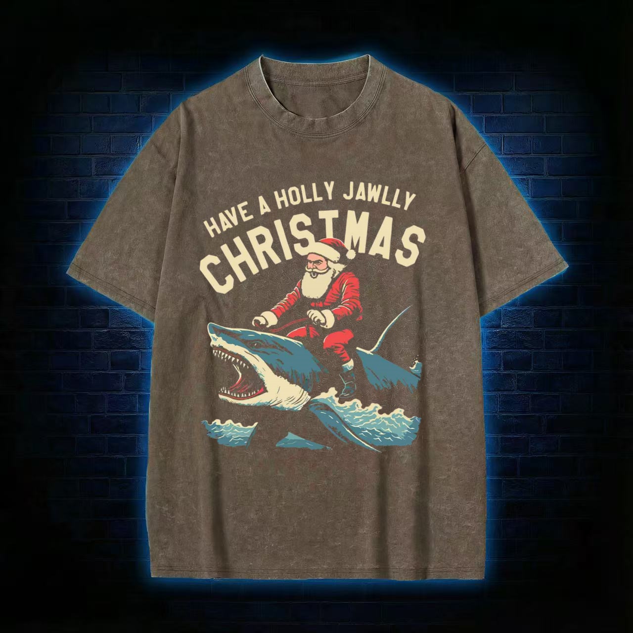 Have A Holly Jawlly Christmas Washed T-shirt