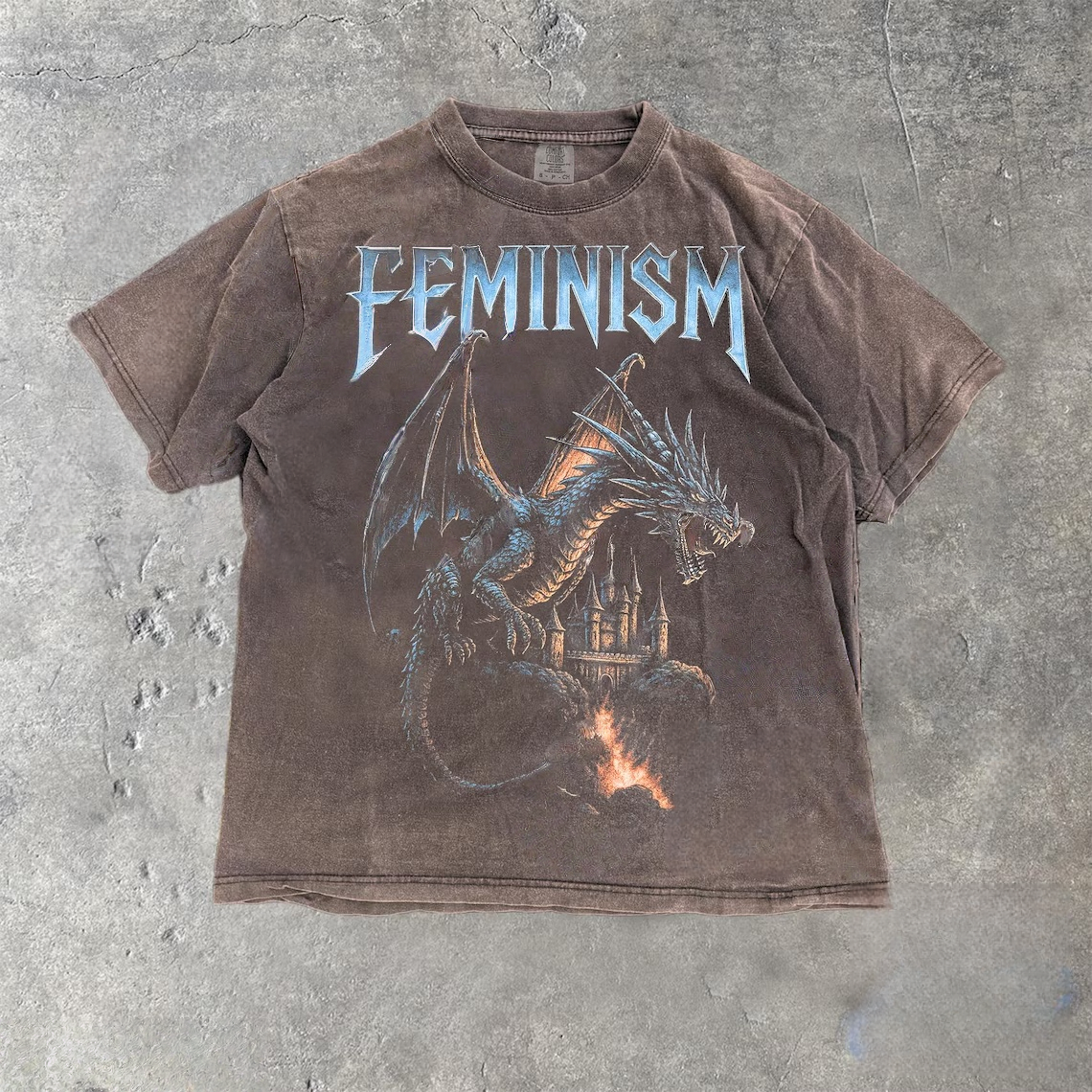 Gothic Fantasy Castle Graphic Washed T-Shirt