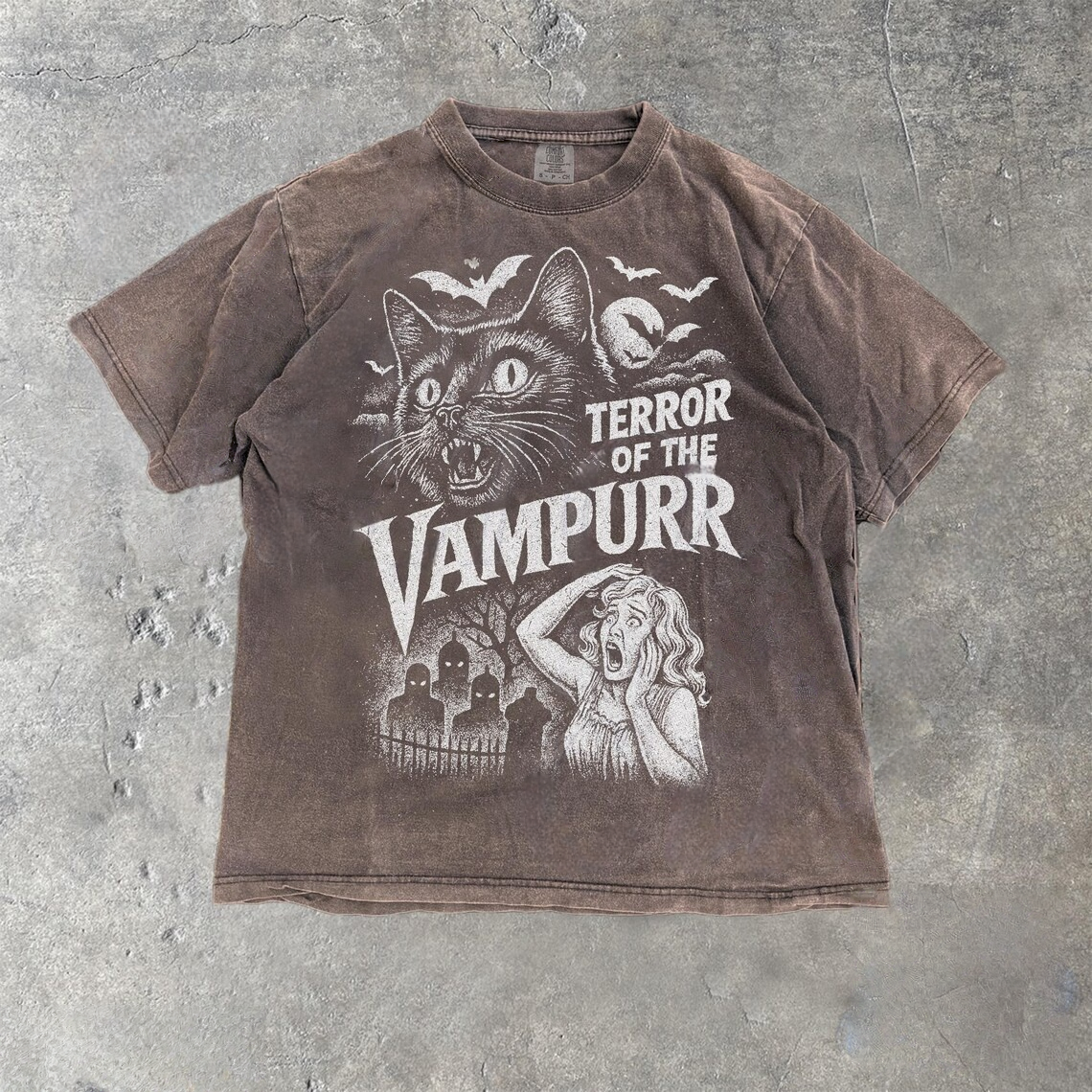 Retro Vampurr Cat Lover Vintage Washed T-Shirt