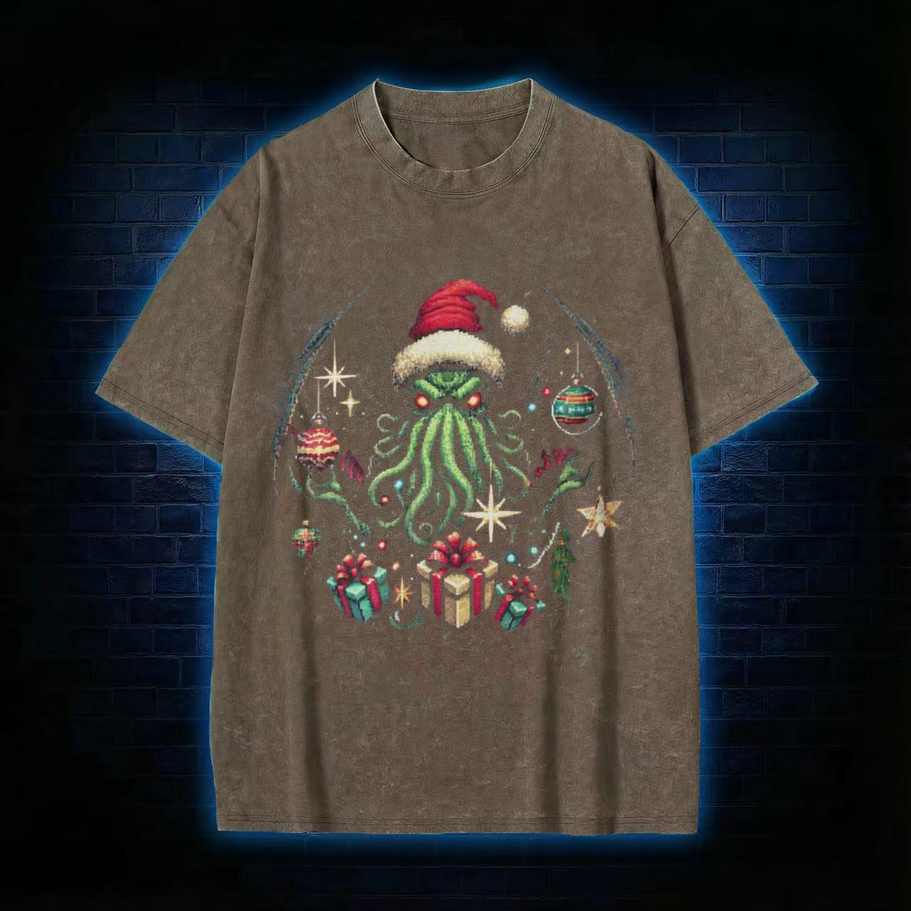 Cthulhu Christmas Washed T-shirt