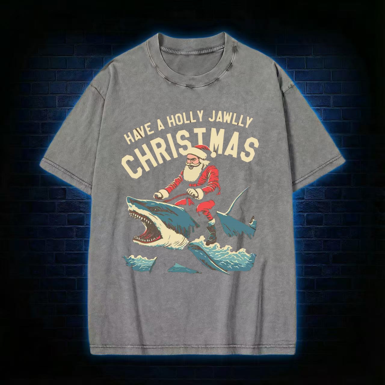 Have A Holly Jawlly Christmas Washed T-shirt