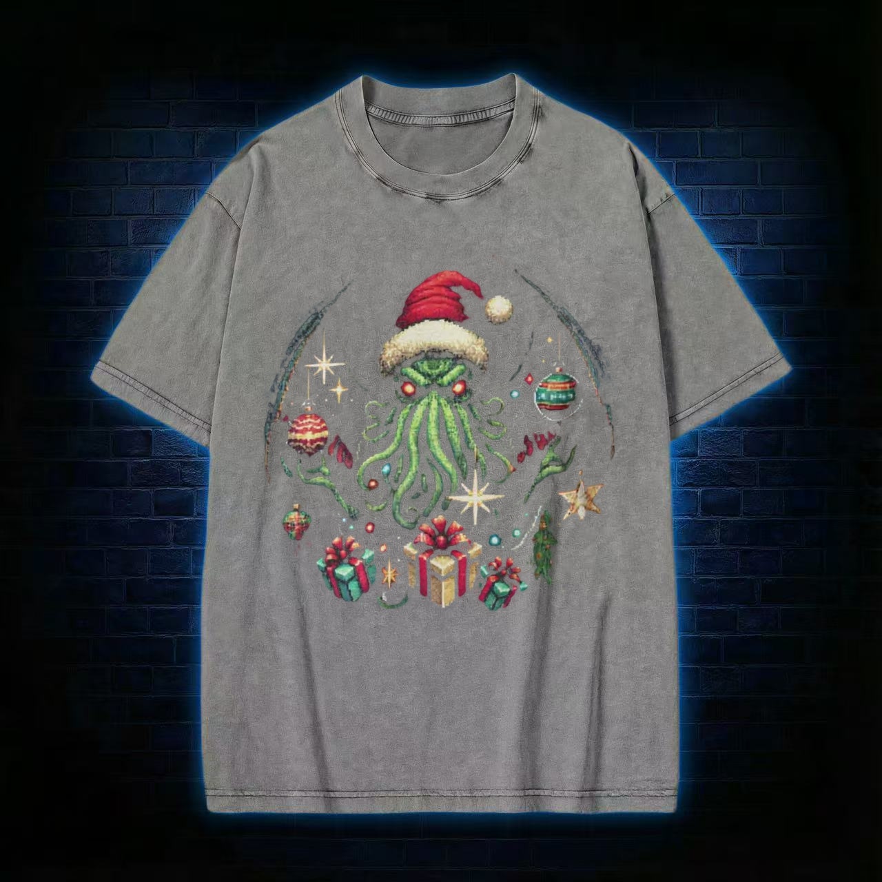 Cthulhu Christmas Washed T-shirt