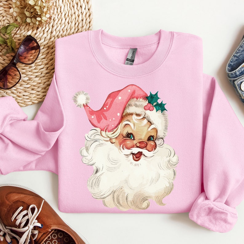 Pink Santa Retro Christmas Sweatshirt