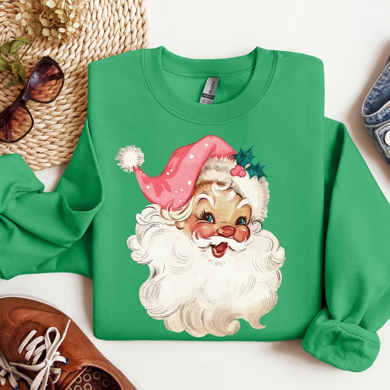 Pink Santa Retro Christmas Sweatshirt