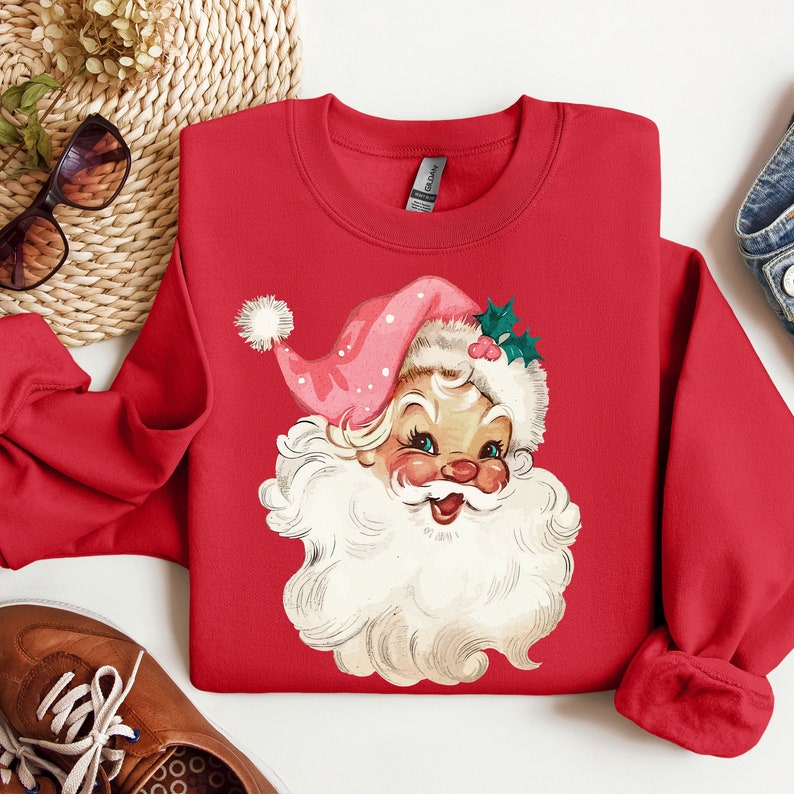 Pink Santa Retro Christmas Sweatshirt