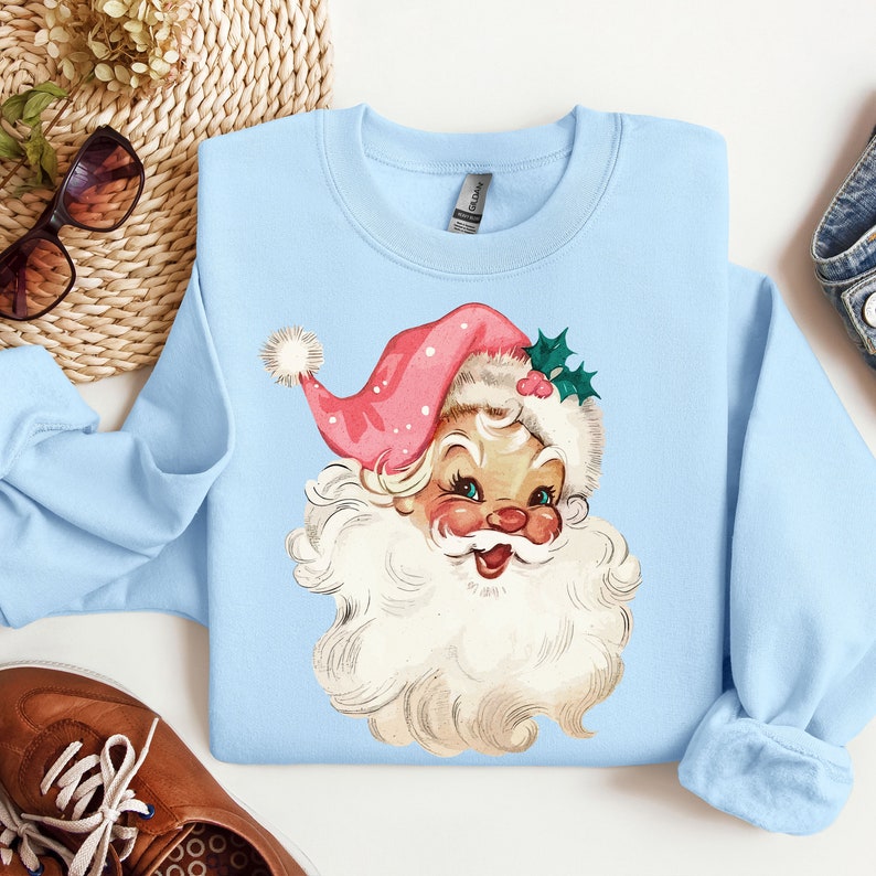 Pink Santa Retro Christmas Sweatshirt