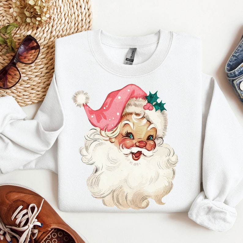 Pink Santa Retro Christmas Sweatshirt