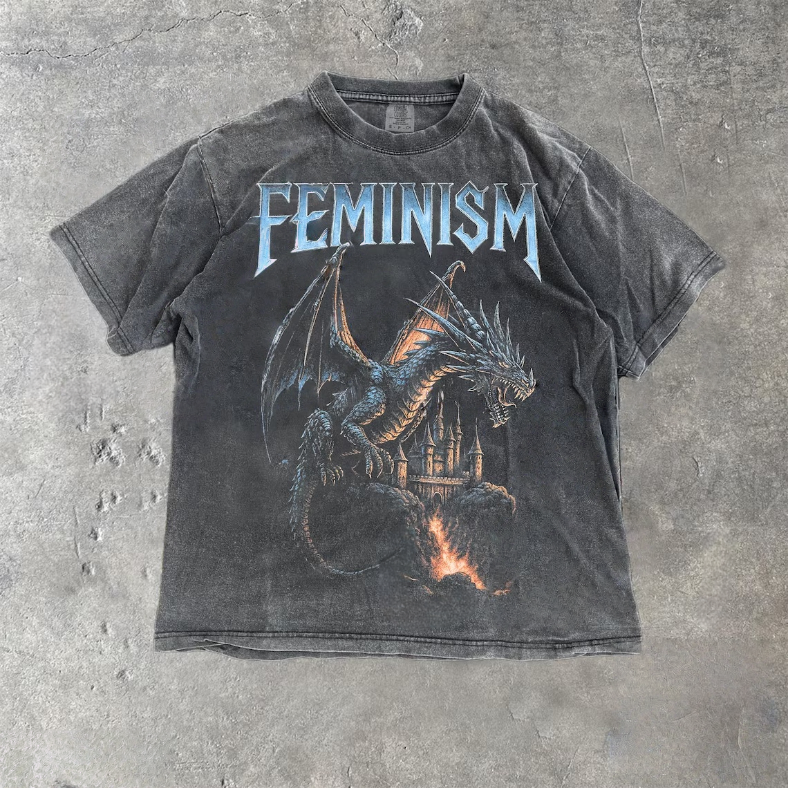 Gothic Fantasy Castle Graphic Washed T-Shirt