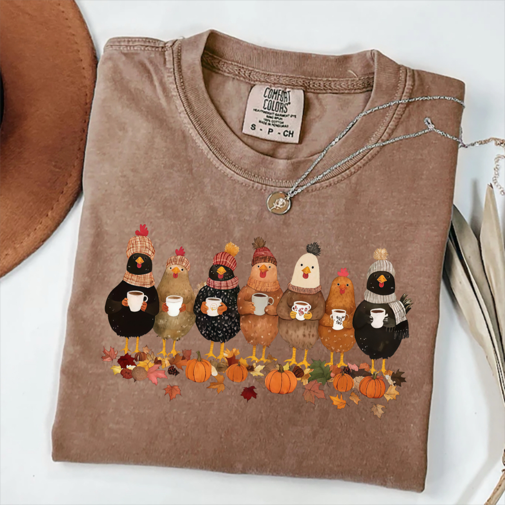 Thankful Chickens and Coffee T-Shirt