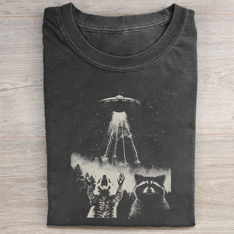 Vintage Raccoon UFO T-Shirt
