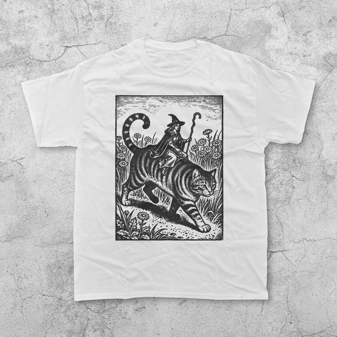 Witch Cat Rider Vintage T-Shirt