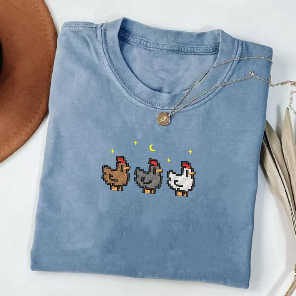 Embroidered Stardew Valley Chicken T-shirt