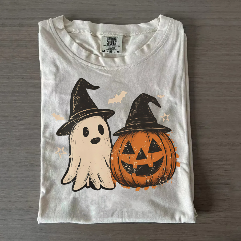 Spooky Ghost Preppy Floral Pumpkin Halloween Shirt