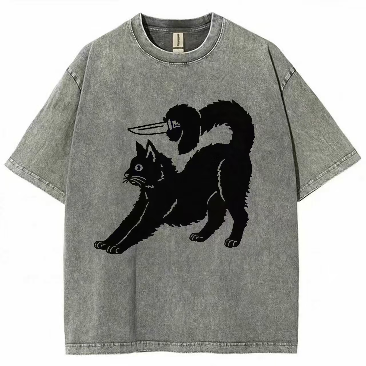 "Cat With Hidden Knife" Humor Graphic T-shirt