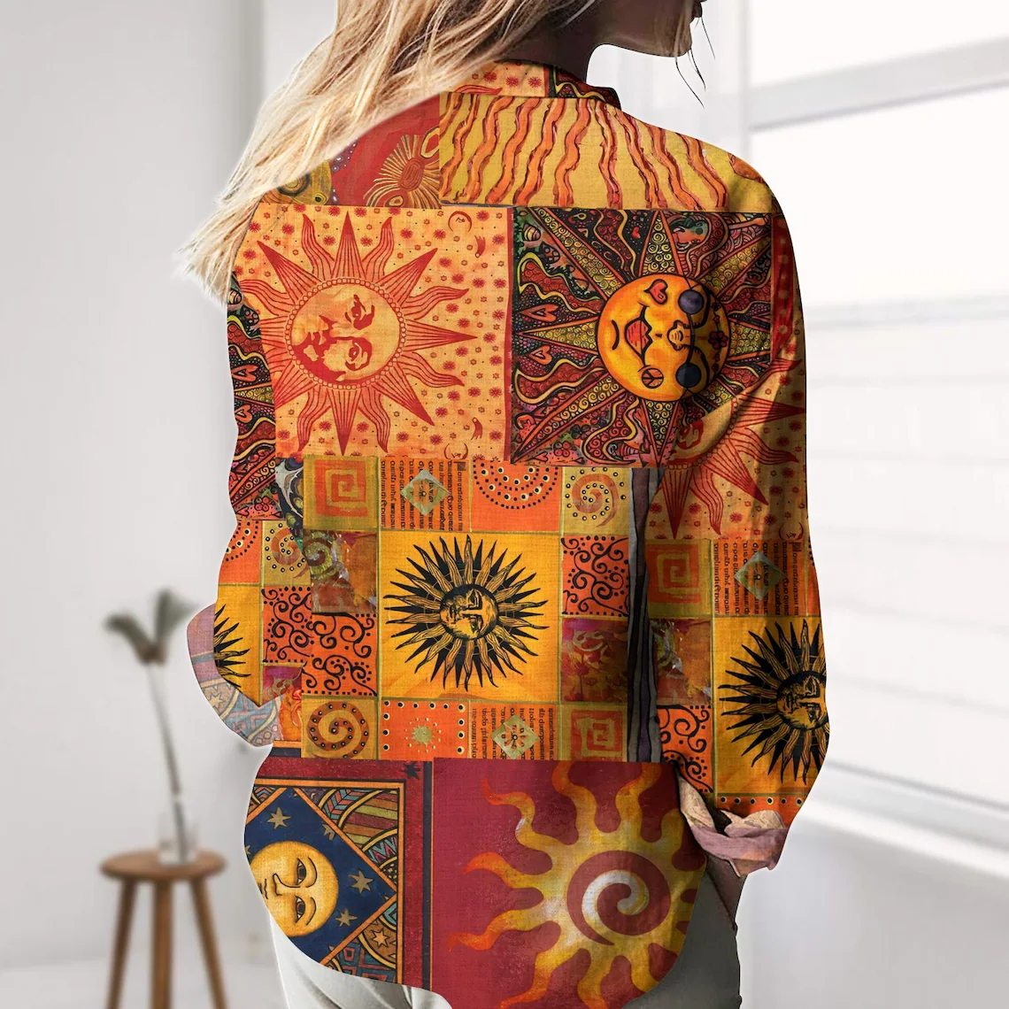 Boho Folk Art Blouses Shirt