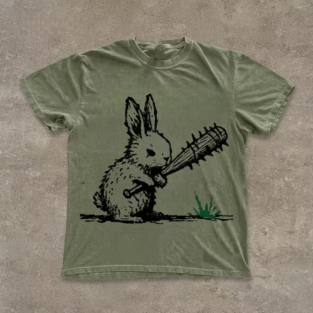 Rabbit with Spiked Bat Doodle T-shirt