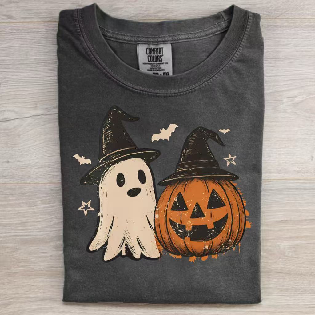 Spooky Ghost Preppy Floral Pumpkin Halloween Shirt