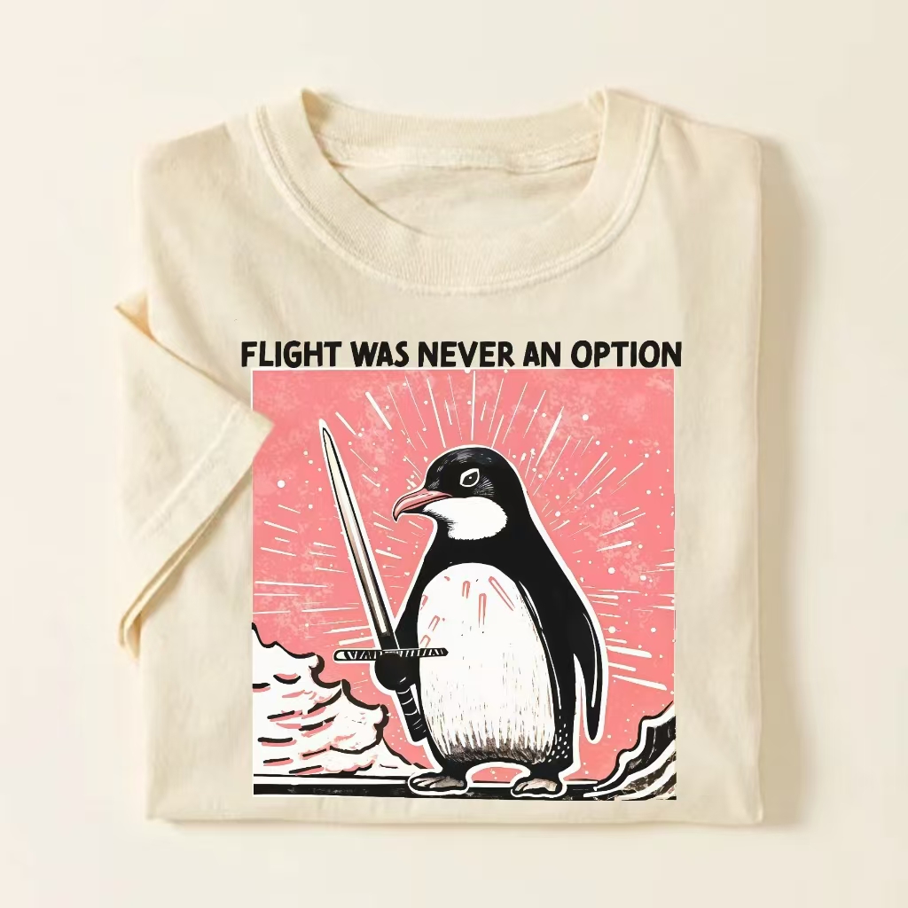 "Flight Was Never An Option" Penguin Samurai T-shirt