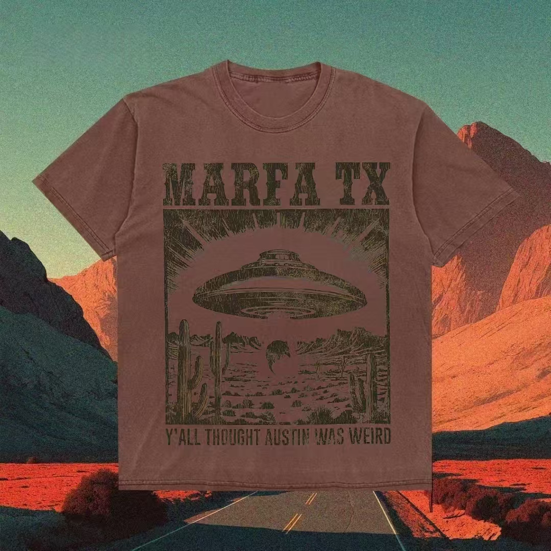 Marfa TX UFO Desert Graphic T-Shirt