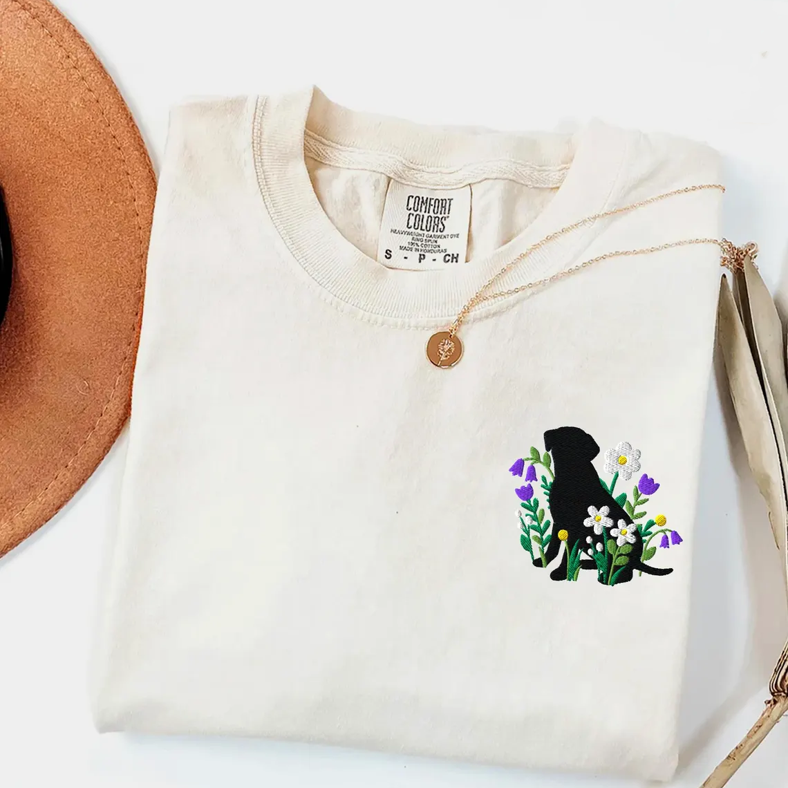 Embroidered Black Lab Cottagecore Shirt