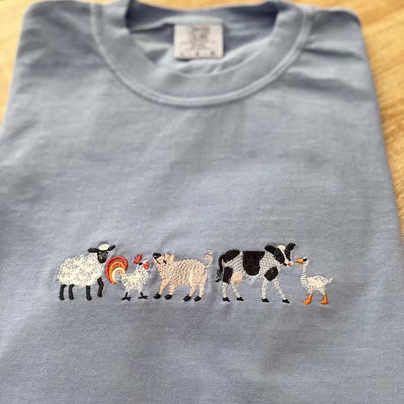 Embroidered Farm Animals Comfort Colors Tee