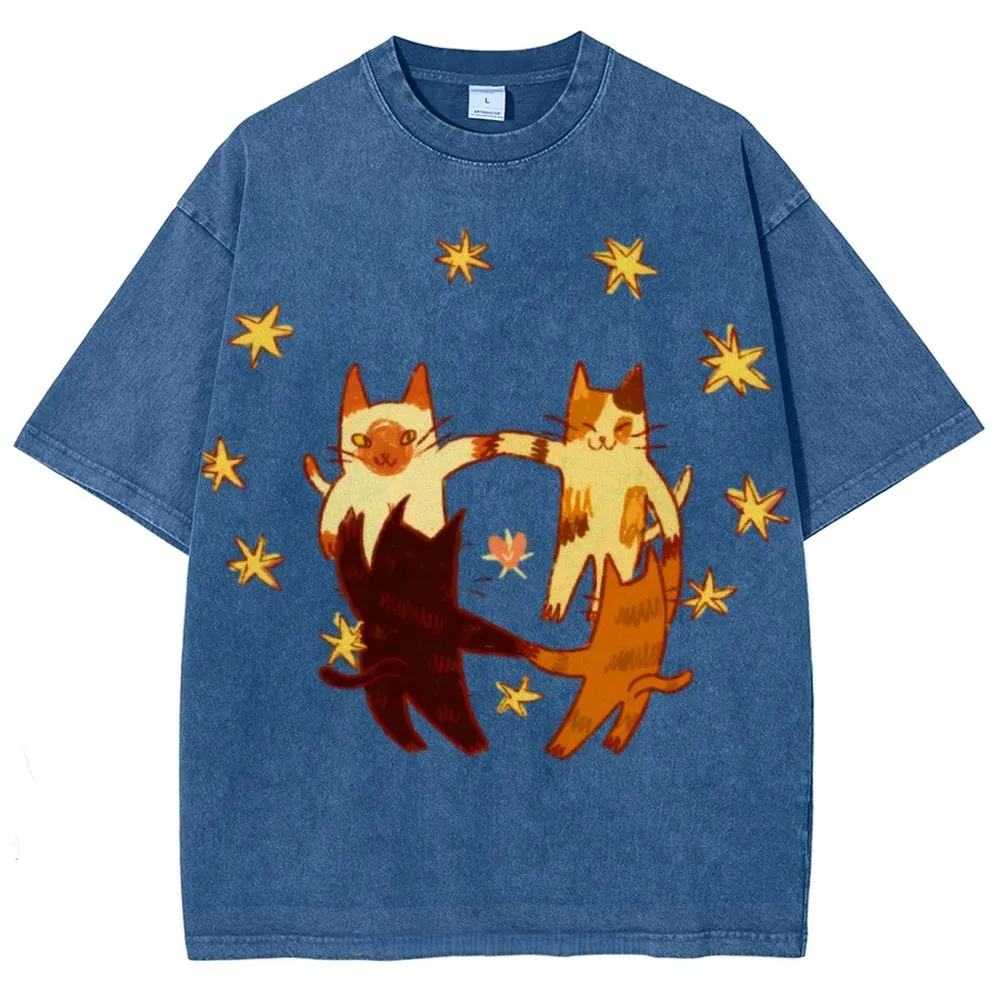 Circle Cats Washed T-Shirt