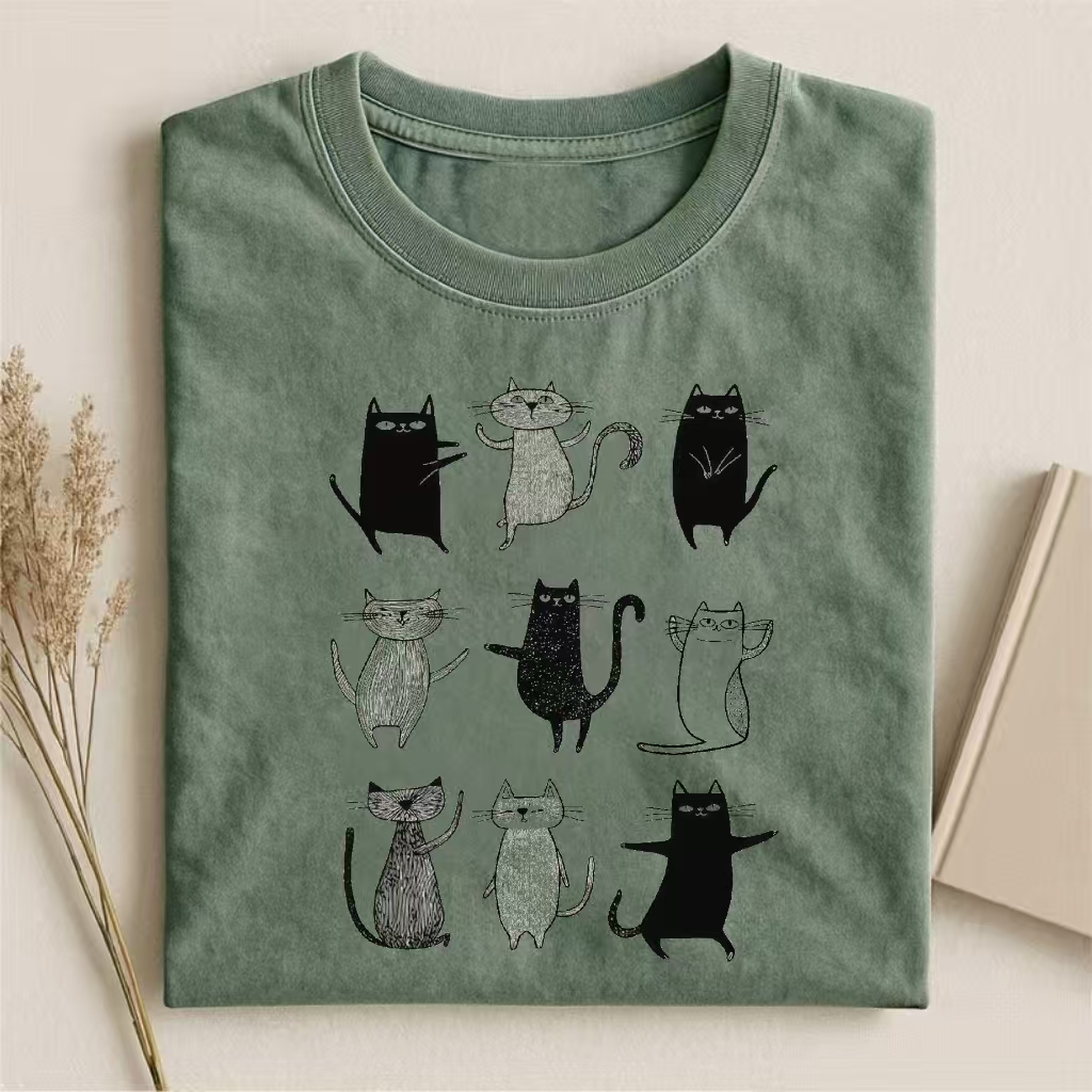 Playful Cat Collage Graphic T-shirt