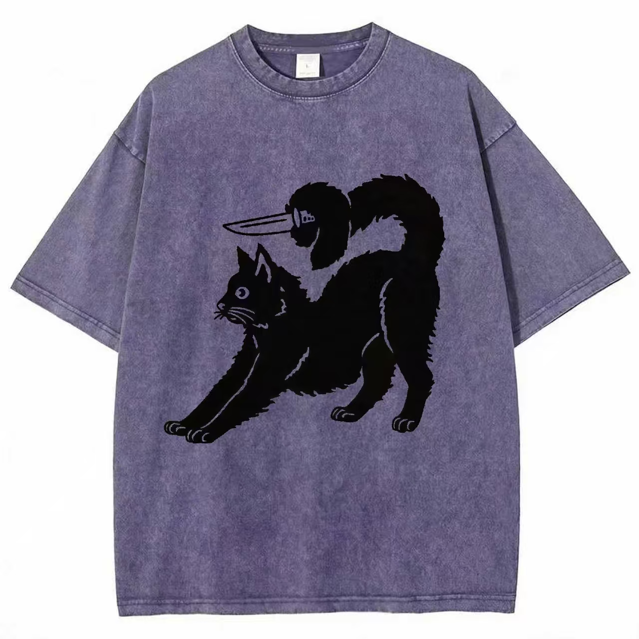 "Cat With Hidden Knife" Humor Graphic T-shirt
