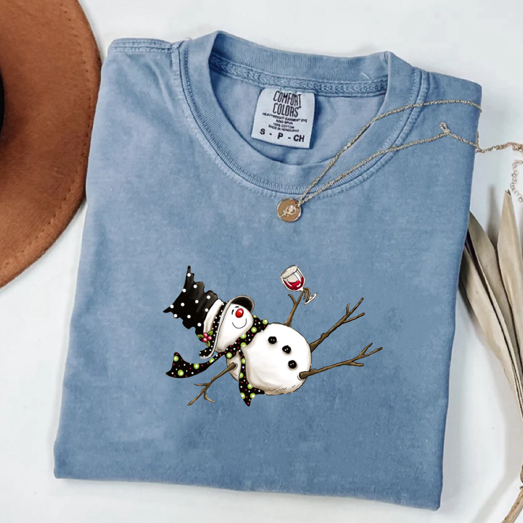 Drunk Snowman Drinking Wine T-shirt