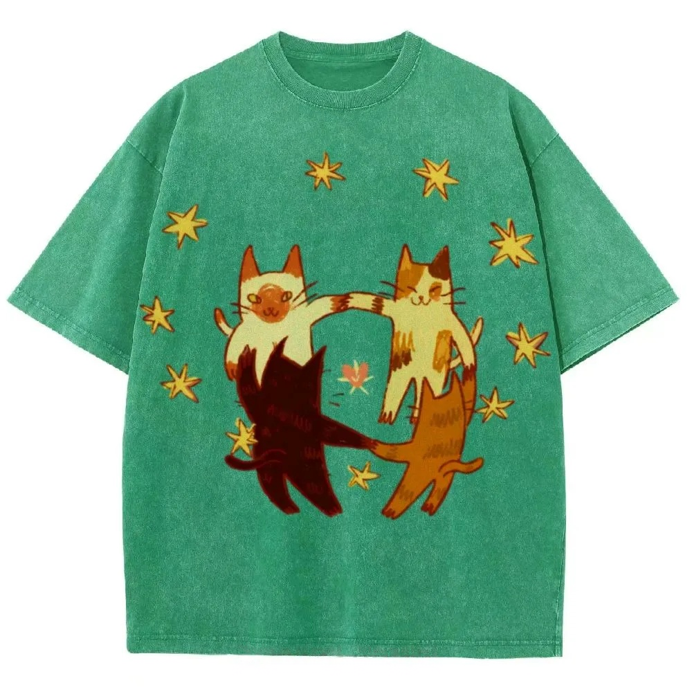 Circle Cats Washed T-Shirt