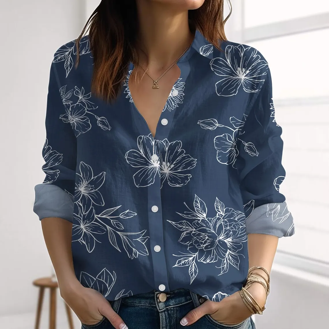 Retro Flower Botanical Blouses Shirt