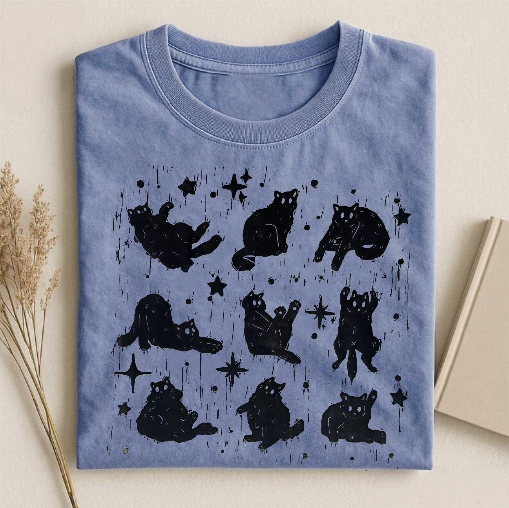 Grunge Cat Silhouette Collage T-shirt