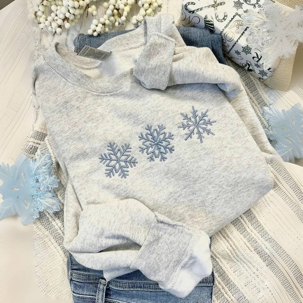 Embroidered Snowflakes Sweatshirt