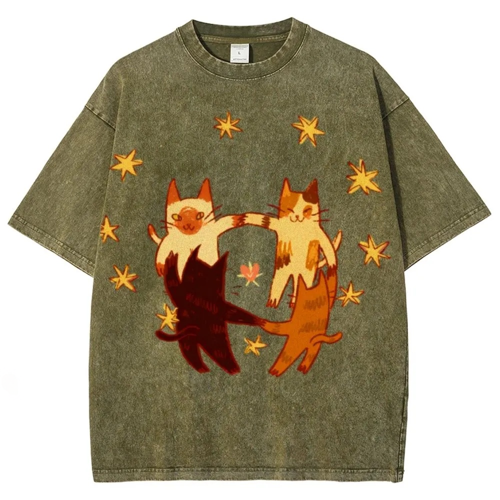 Circle Cats Washed T-Shirt
