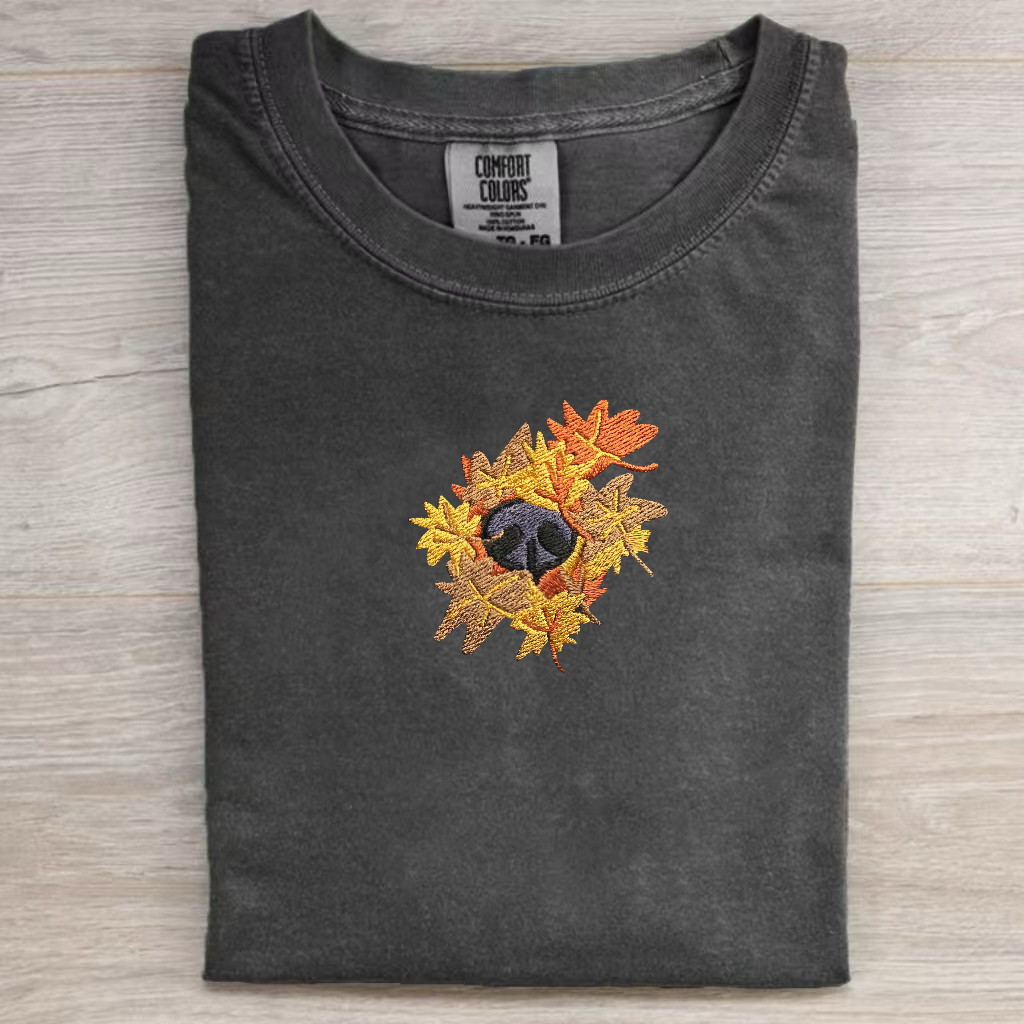 Autumn Boop Dog Nose Embroidered T-Shirt