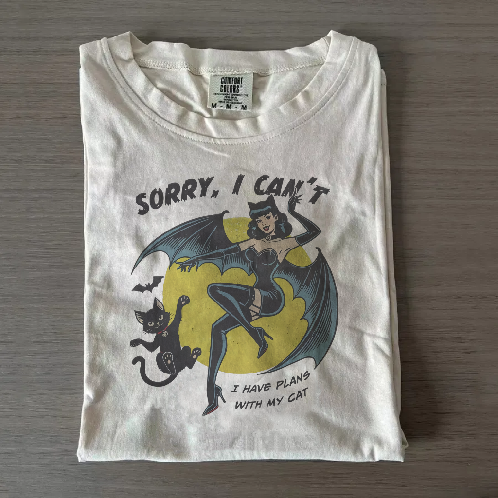 Sorry I Can't I Have Plans With My Cat Retro Vintage T-Shirt