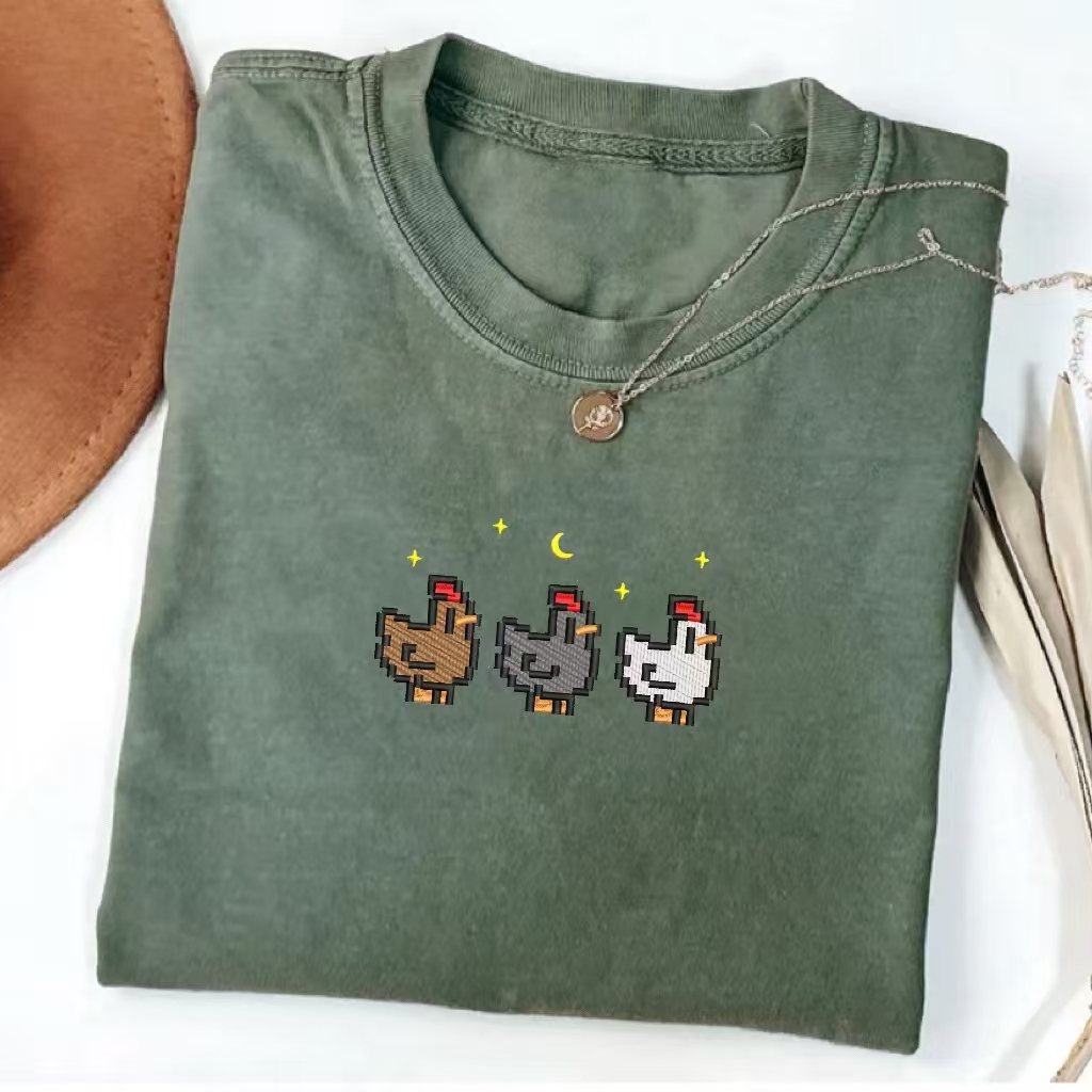 Embroidered Stardew Valley Chicken T-shirt