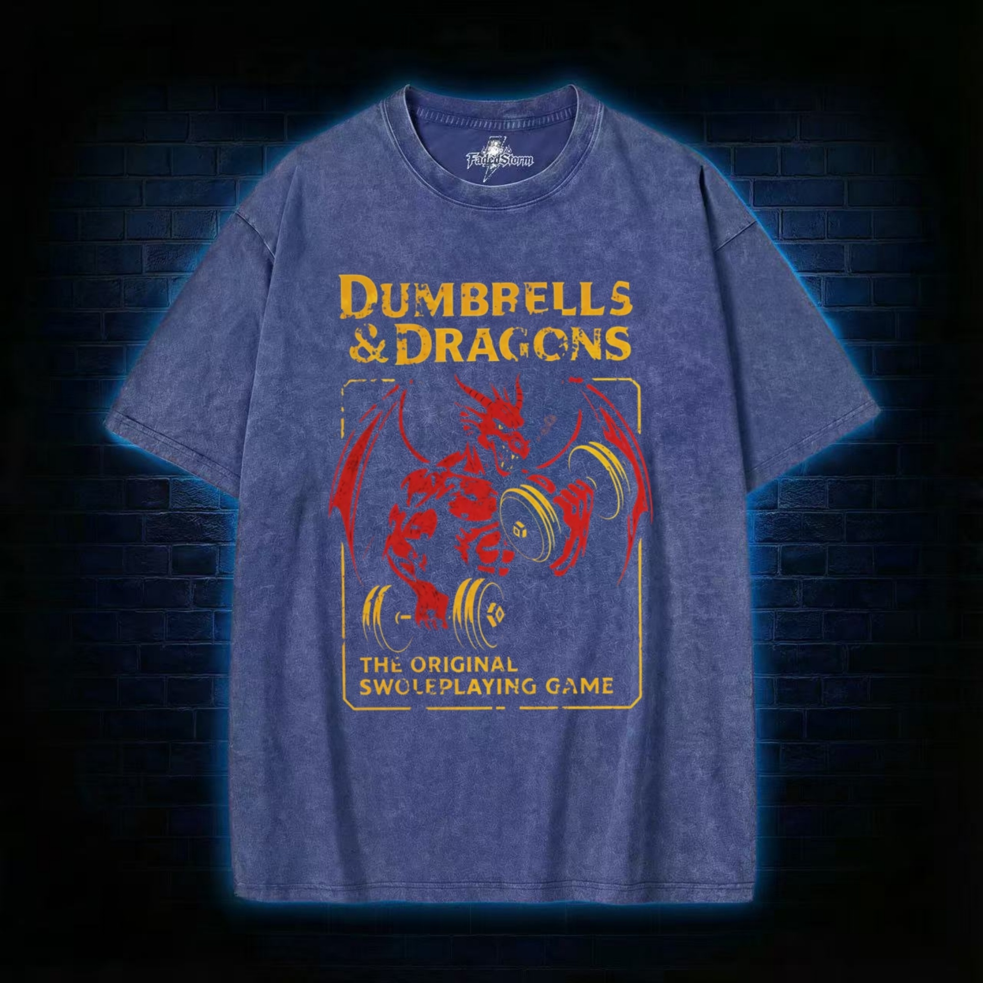 Dumbbells&Dragons Washed T-shirt
