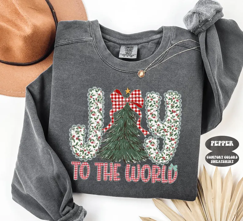 Joy To The World Coquette Jesus Christmas Sweatshirt