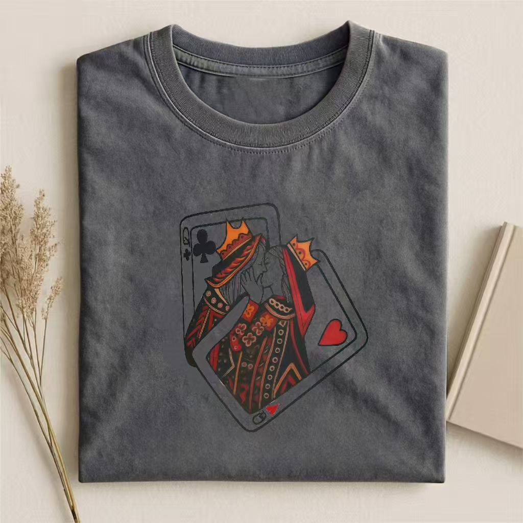King & Queen Playing Cards Kissing Graphic T-shirt
