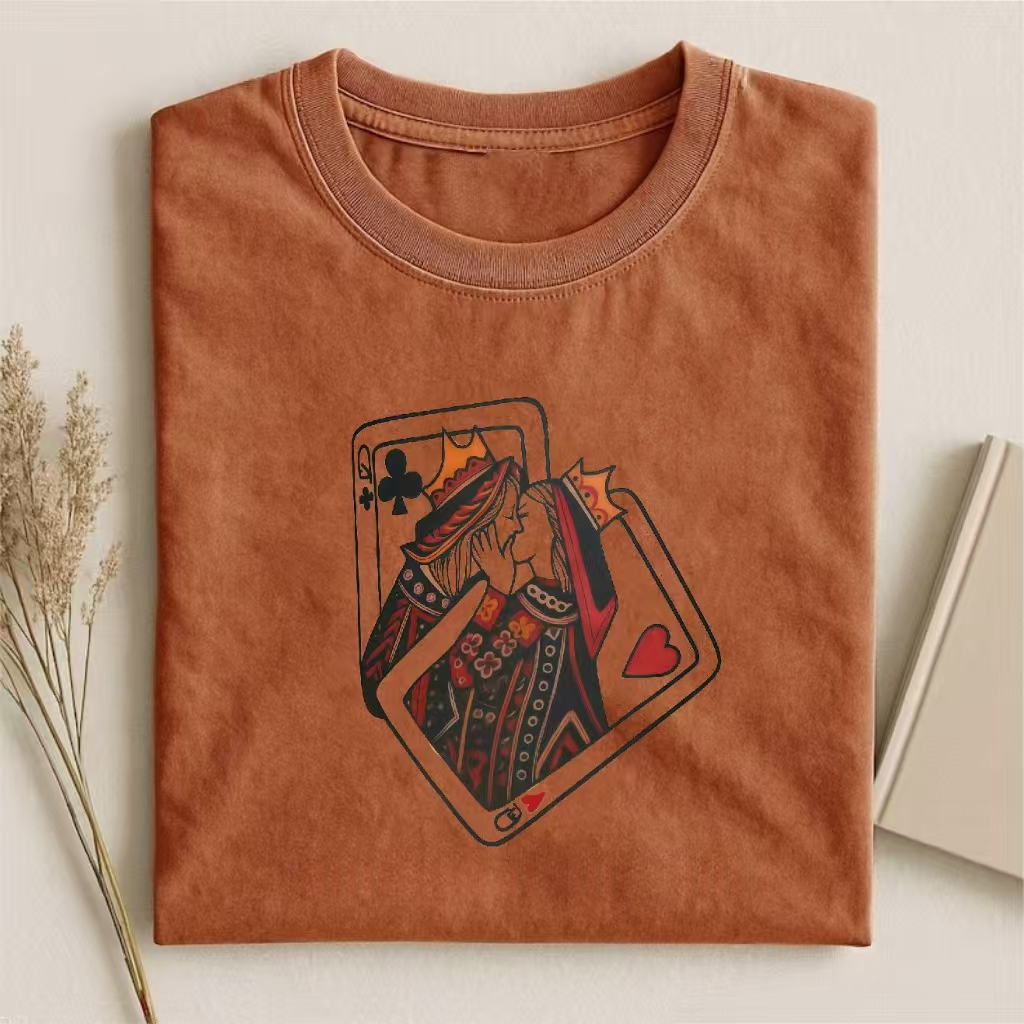 King & Queen Playing Cards Kissing Graphic T-shirt